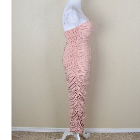 Elegant Pink Ruched Dress - Picture 7 of 10